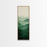 Smoky Mountain Layers Framed Canvas Print Serene Landscape Painting Green Nature Scene Above Sofa Art Living Room Decor