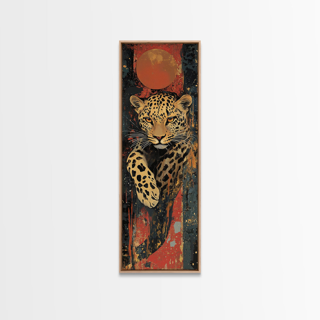 Striking Leopard Canvas Print with Abstract Background, Bold Wild Cat Wall Art, Ideal for Rustic Decor and Living Room Accent