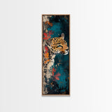 Leopard Wall Art Framed Canvas Print Featuring Elegant and Colorful Design, Perfect Vertical Boho Home Decor Accent Piece