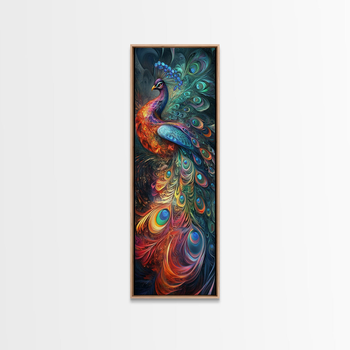 Ethereal Peacock Art Framed Canvas Print, Rustic Decor Accent Ideal for Moody Art and  Home Décor, Vibrant Bird Art