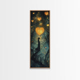 Mystical Heart Silhouette Canvas Print with Starry Night Forest, Moody Wall Art Gift Idea in Whimsical Romantic Style