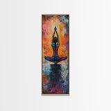 Yoga Art Framed Canvas Print Meditation Decor Zen Wall Art Vibrant Painting Vertical Art for Bedroom or Yoga Room