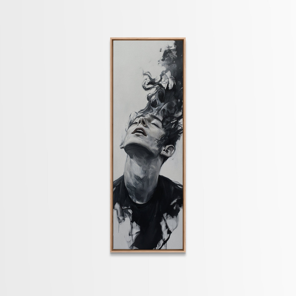 Dark Smoke Wall Art Framed Canvas Print Gothic Fantasy Decor Moody Painting Vertical Art Gift Idea Gothic Art Print