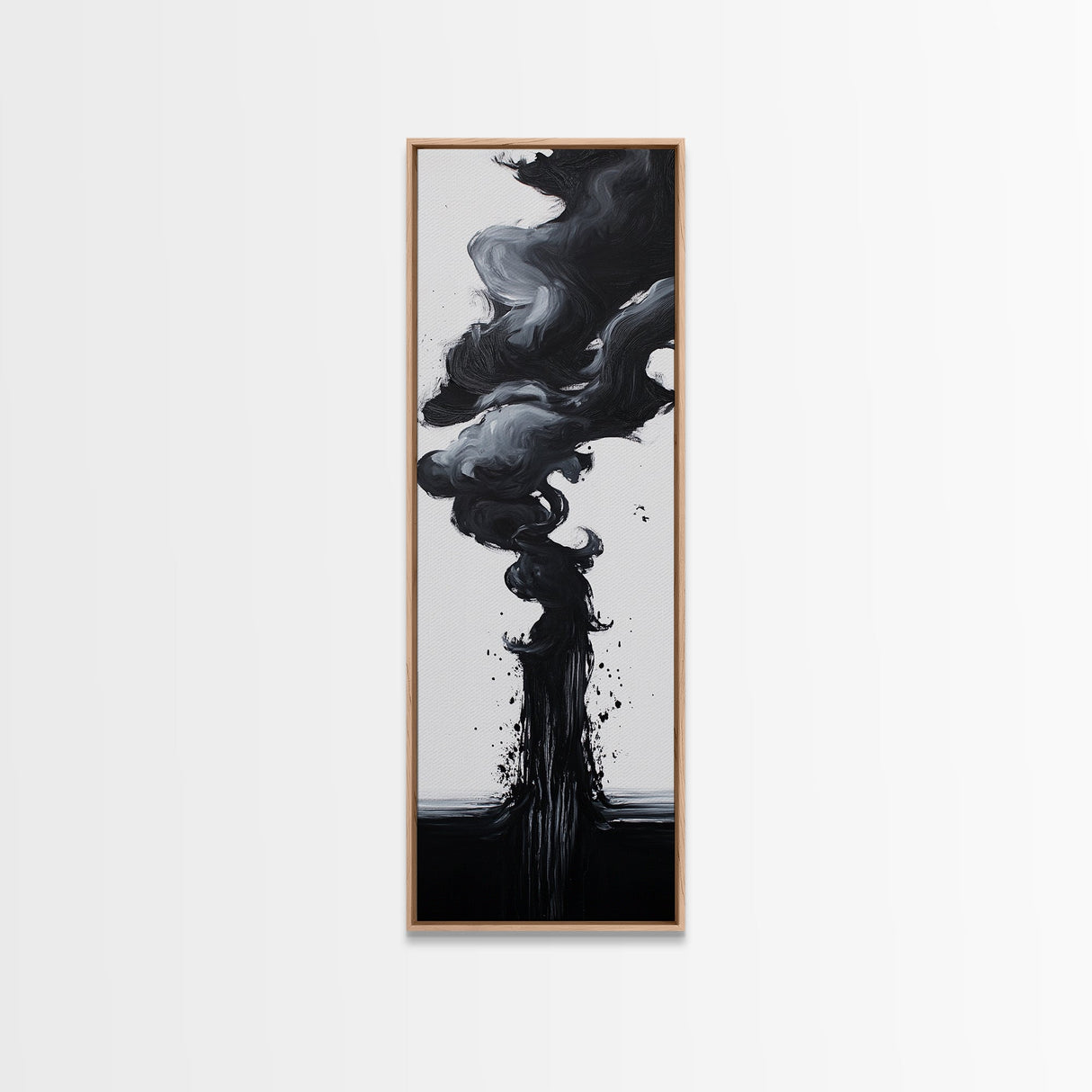 Smoke Abstract Art Canvas Print Black White Contemporary Modern Home Decor Moody Wall Art Vertical Long Narrow Artwork