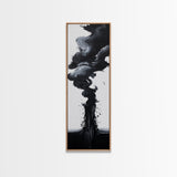 Smoke Abstract Art Canvas Print Black White Contemporary Modern Home Decor Moody Wall Art Vertical Long Narrow Artwork