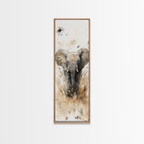 Elephant Wall Art Canvas Print African Art Safari Painting Rustic Decor Vertical Long Narrow Wall Art Animal Lover Gift