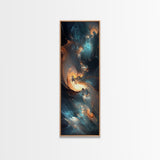 Radiant Sky Abstract Blue Wall Art Framed Canvas Print Coastal Decor Moody Wall Art Extra Wide Art Horizontal Panoramic