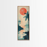 Tropical Sunset Coastal Landscape Framed Canvas Print | Nautical Wall Art | Coastal Painting | Nautical Decor | Gift Idea Her | Vertical Art