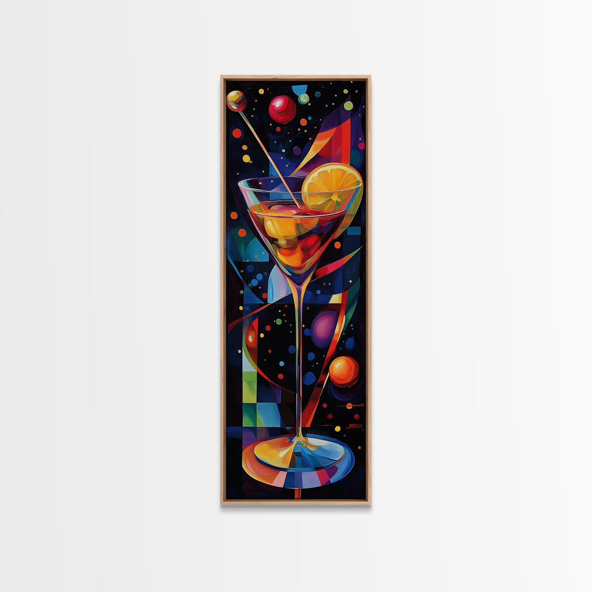 Vibrant Cocktail Glass Framed Canvas Print | Espresso Martini Wall Art | Whimsical Art | Living Room Art | Modern Decor | Kitchen Artwork