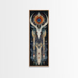 Dreamcatcher Deer Canvas Print Featuring Boho Sacred Geometry Art, Native Inspired Dark Angels Wall Art Ideal For Gift Idea