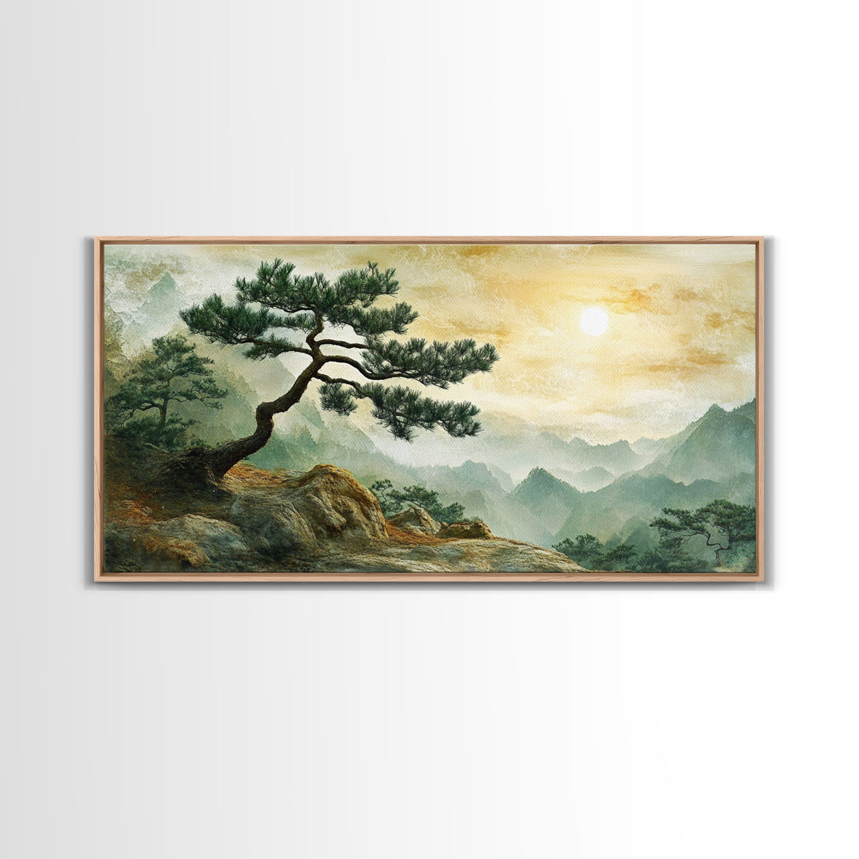 Mountain Landscape Pine Tree Canvas Print Nature Art Zen Wall Art Rustic Decor Horizontal Artwork Bedroom Above Couch Wall Art