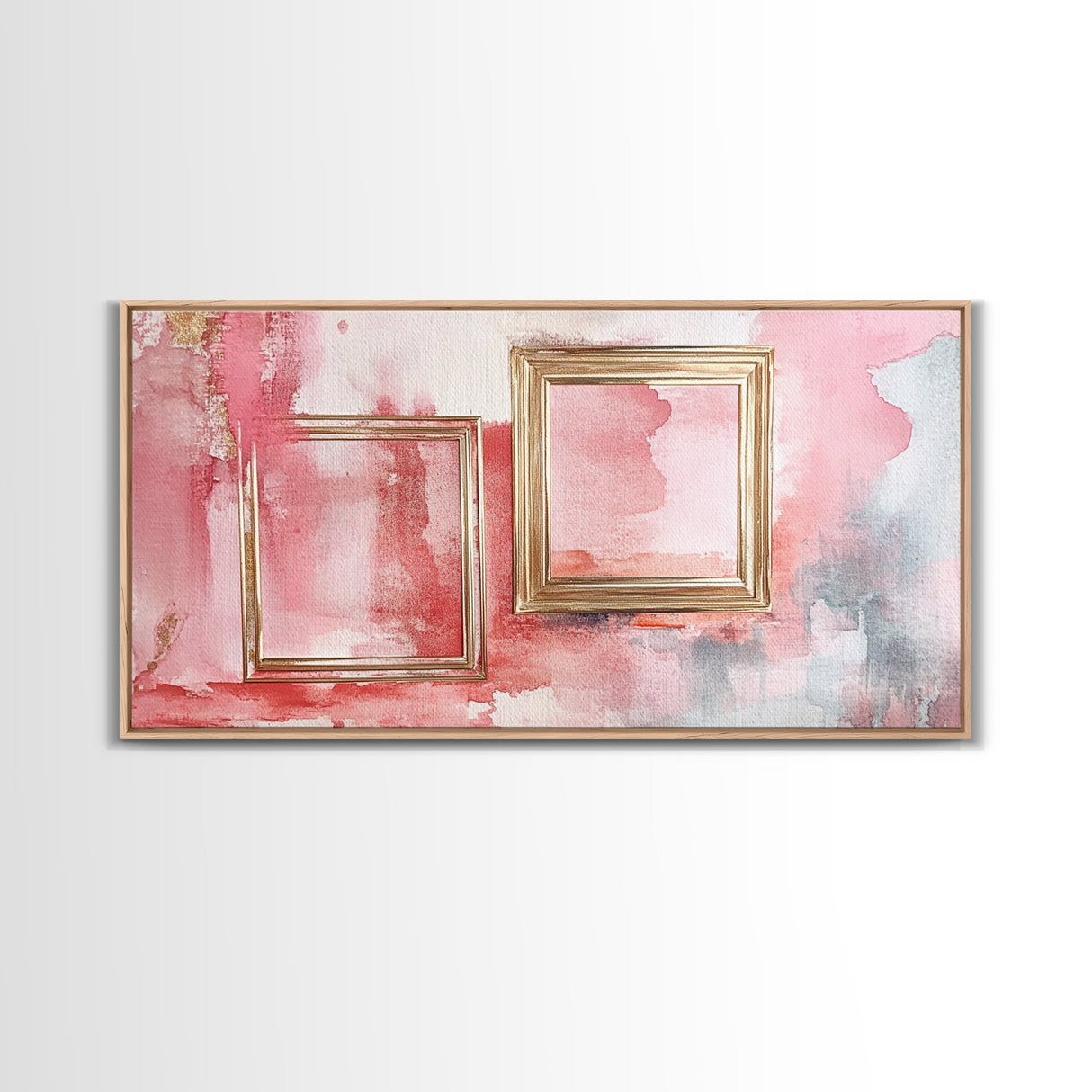 Gold Frame Abstract Framed Canvas Print Featuring Pink Abstract Art and Whimsical Art Light Pink Wall Art Minimalist Rustic Decor