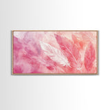 Light Feather Abstract Canvas Print, Pink and Peach Minimalist Art, Cozy Home Wall Decor, Soft Whimsical Style Living Room Artwork