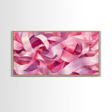 Pink Ribbons Canvas Print | Abstract Art | Light Pink Wall Art | Whimsical Minimalist Decor | Feminine Bedroom Canvas Print