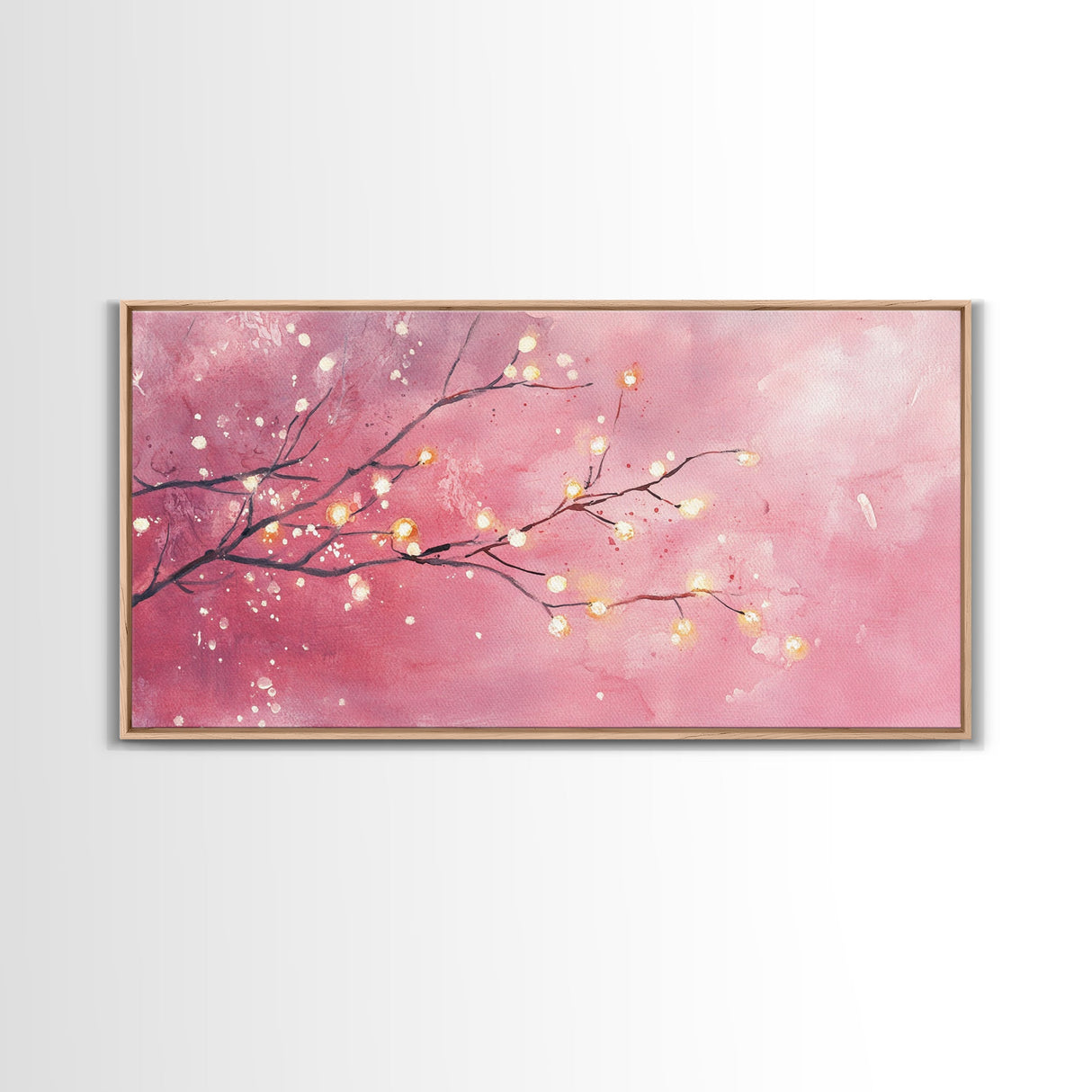 Light Pink Cherry Blossom Canvas Print | Cherry Blossom Painting | Sakura Wall Art | Nature Inspired Art | Bedroom Above Bed Decor