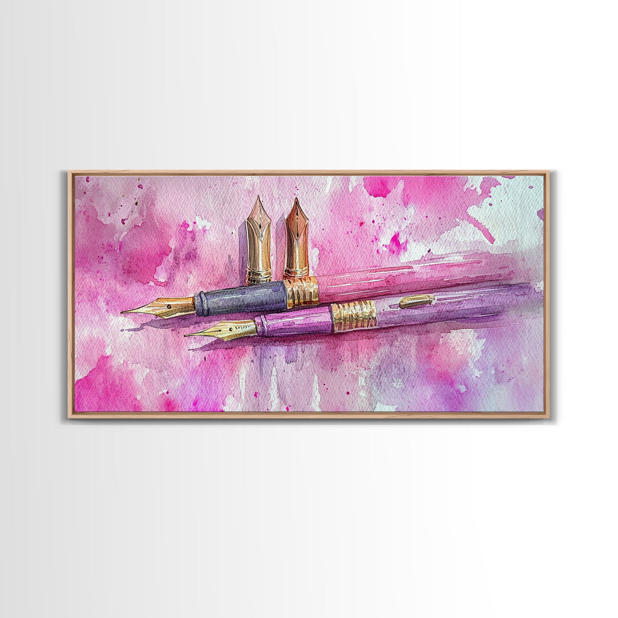 Elegant Fountain Pen Canvas Print | Pink Abstract Art | Stationery Inspired Wall Art | Unique Study Room Decor | Framed Office Art