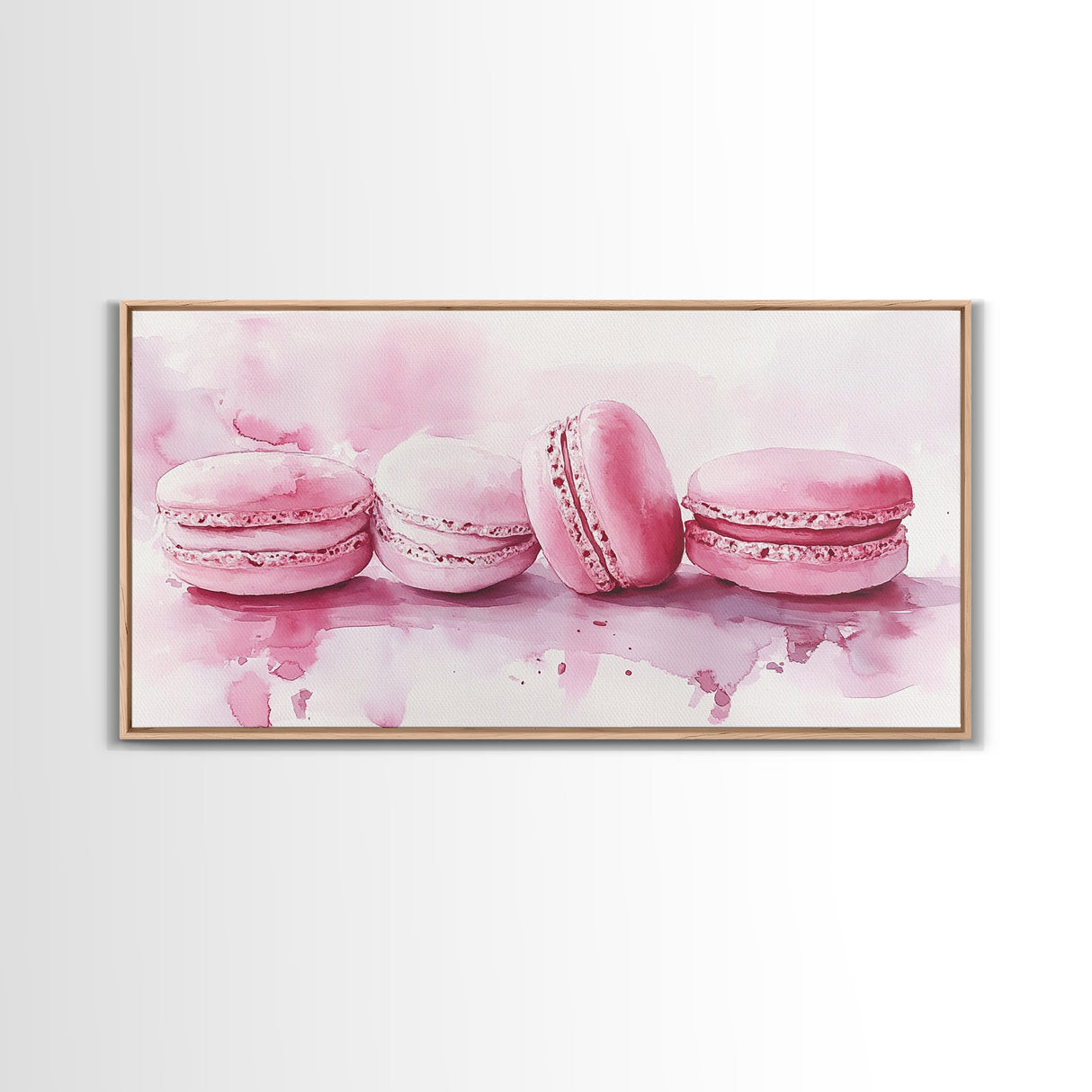 French Macaron Canvas Print | Pink Kitchen Wall Art | Food Inspired Artwork | Framed Pastel Dessert Art | Unique Dining Room Decor