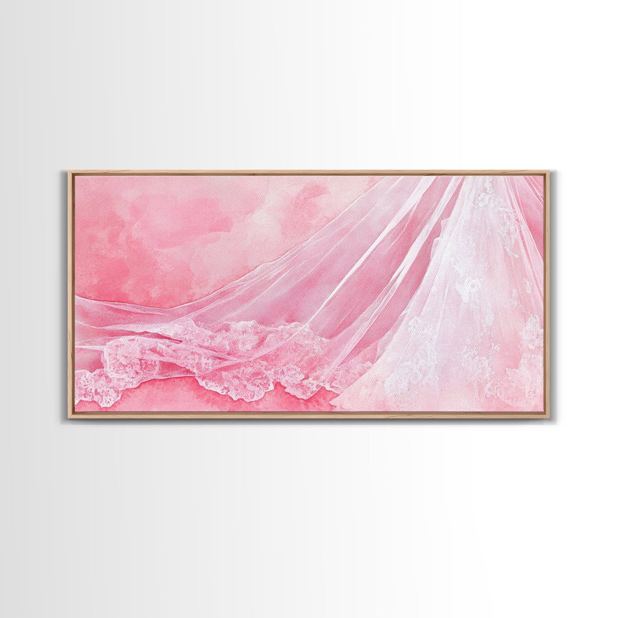 Wedding Veil Pink Abstract Art Canvas Print, Light Pink Wabi Sabi Art Wall Decor, Romantic Bedroom Art Unique Gift Idea
