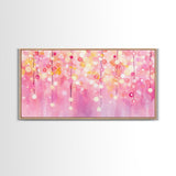 Magical Fairy Light Pink Abstract Canvas Print with Bokeh Lights, Ideal Whimsical Art for Living Room, Vertical Skinny Wall Art