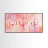 Elegant Chandeliers Canvas Print Romantic Lighting Artwork Pink Orange Wall Art Living Room Aesthetic Rustic Home Decor Artwork