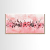 Floral Garland Canvas Print California Poppy Art Horizontal Wall Art Rustic Decor Farmhouse Style Wildflower Painting Gift Idea