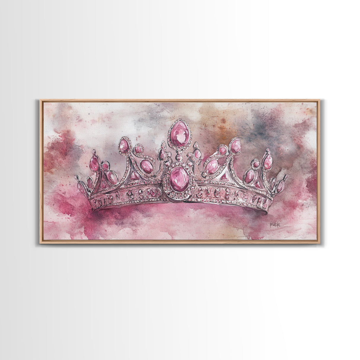 Regal Crown Painting Framed Canvas Print Goddess Art Print Pink Abstract Art Light Pink Wall Art Bedroom Decor Unique Gift Idea