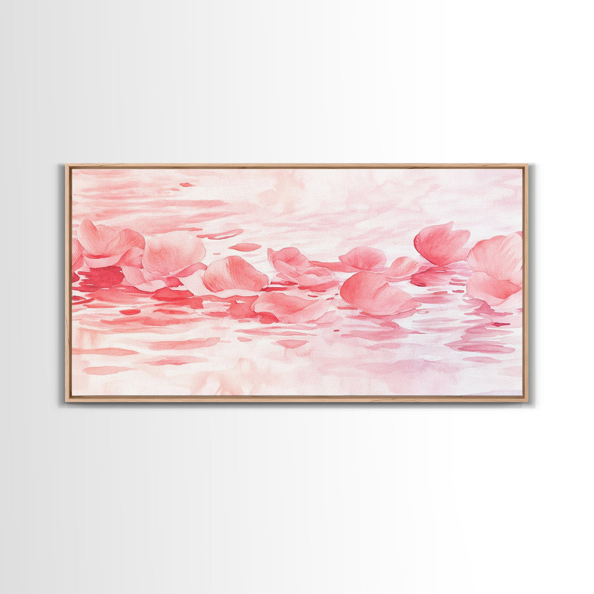 Floating Petals Canvas Print | Light Pink Wall Art | Romantic Minimalist Decor | Framed Canvas Print Gift Idea | Living Room Art