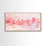 Floating Petals Canvas Print | Light Pink Wall Art | Romantic Minimalist Decor | Framed Canvas Print Gift Idea | Living Room Art