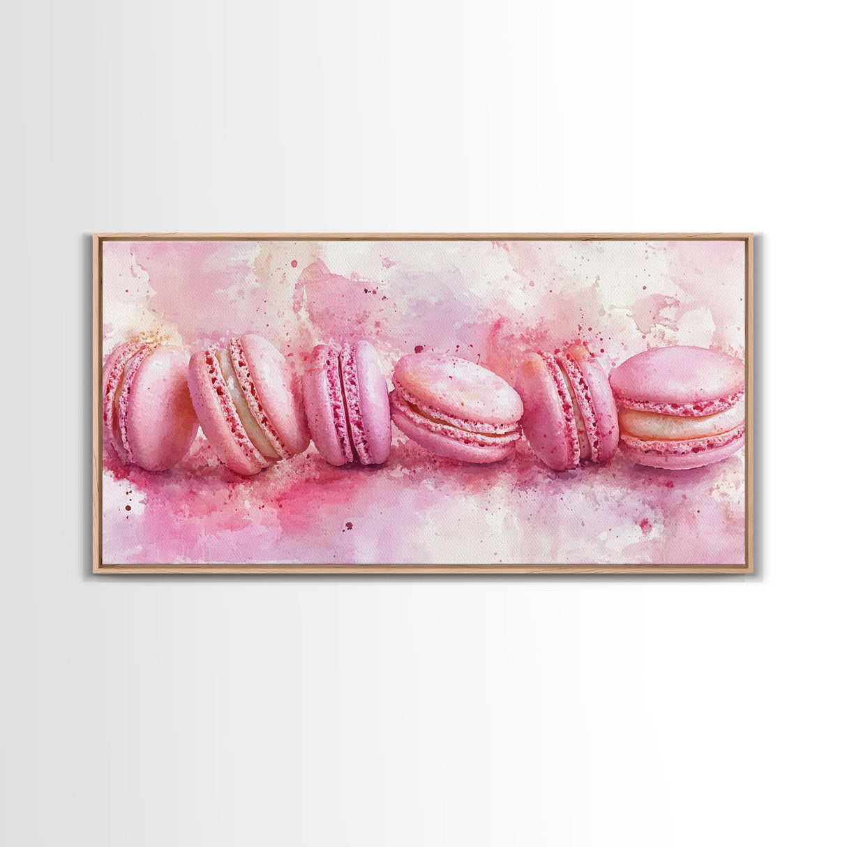 Pink Macarons Canvas Print | Whimsical Art, Food Review Kitchen Art, Light Pink Wall Art, Rustic Decor, Kitchen Wall Art, Dining Room Decor