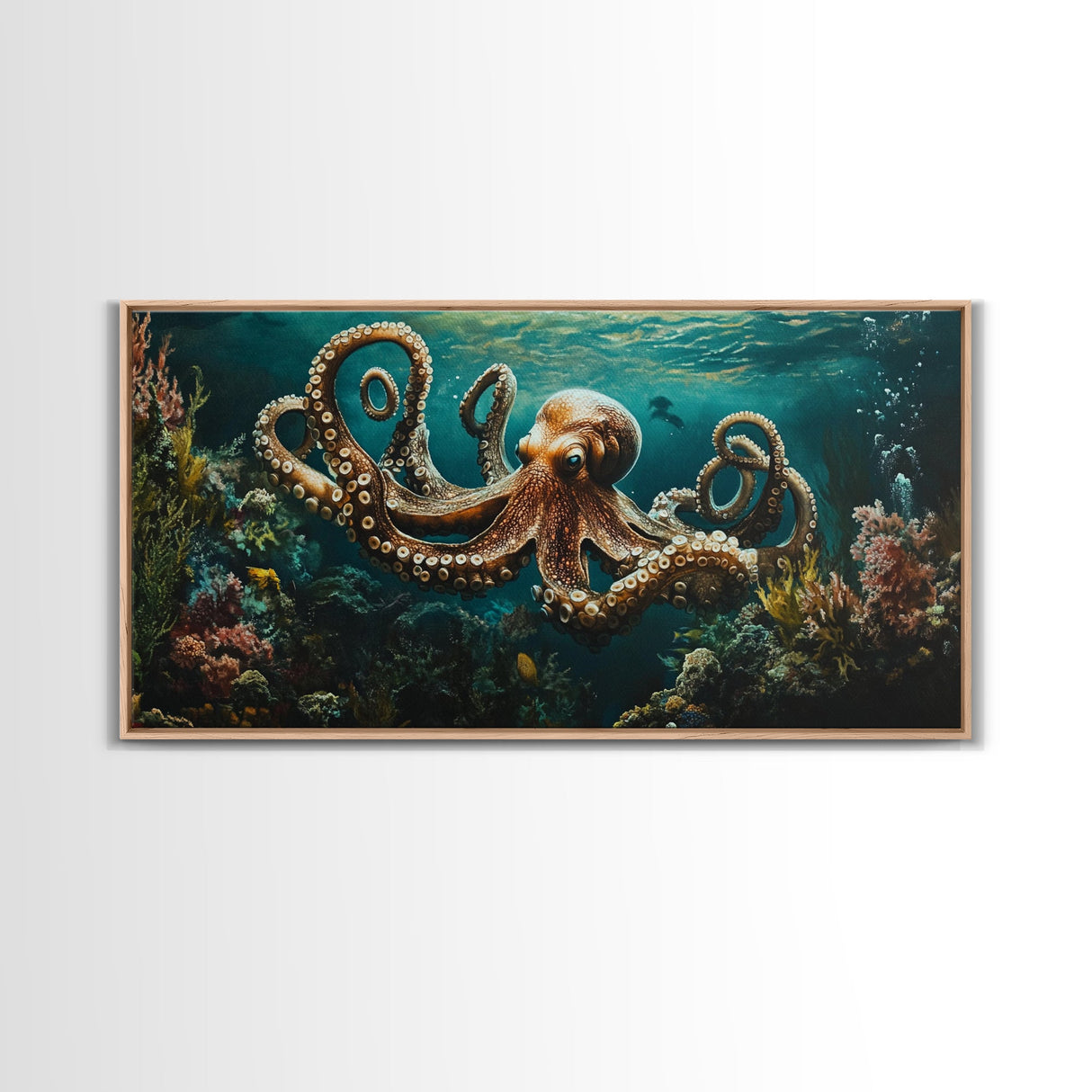 Magnificent Octopus Canvas Print Nautical Wall Art Coastal Decor Rustic Living Room Art Above Couch Art Gift Idea