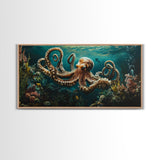 Magnificent Octopus Canvas Print Nautical Wall Art Coastal Decor Rustic Living Room Art Above Couch Art Gift Idea