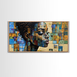 Afrocentric Wall Art Framed Canvas Print, Geometric African Art, Bold Living Room Decor, Unique Moody Art Gift Idea, African Art Print