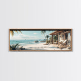 Tropical Beach Framed Canvas Print Coastal Landscape Art Nautical Decor Relaxing Living Room Wall Art Panoramic Seascape Painting