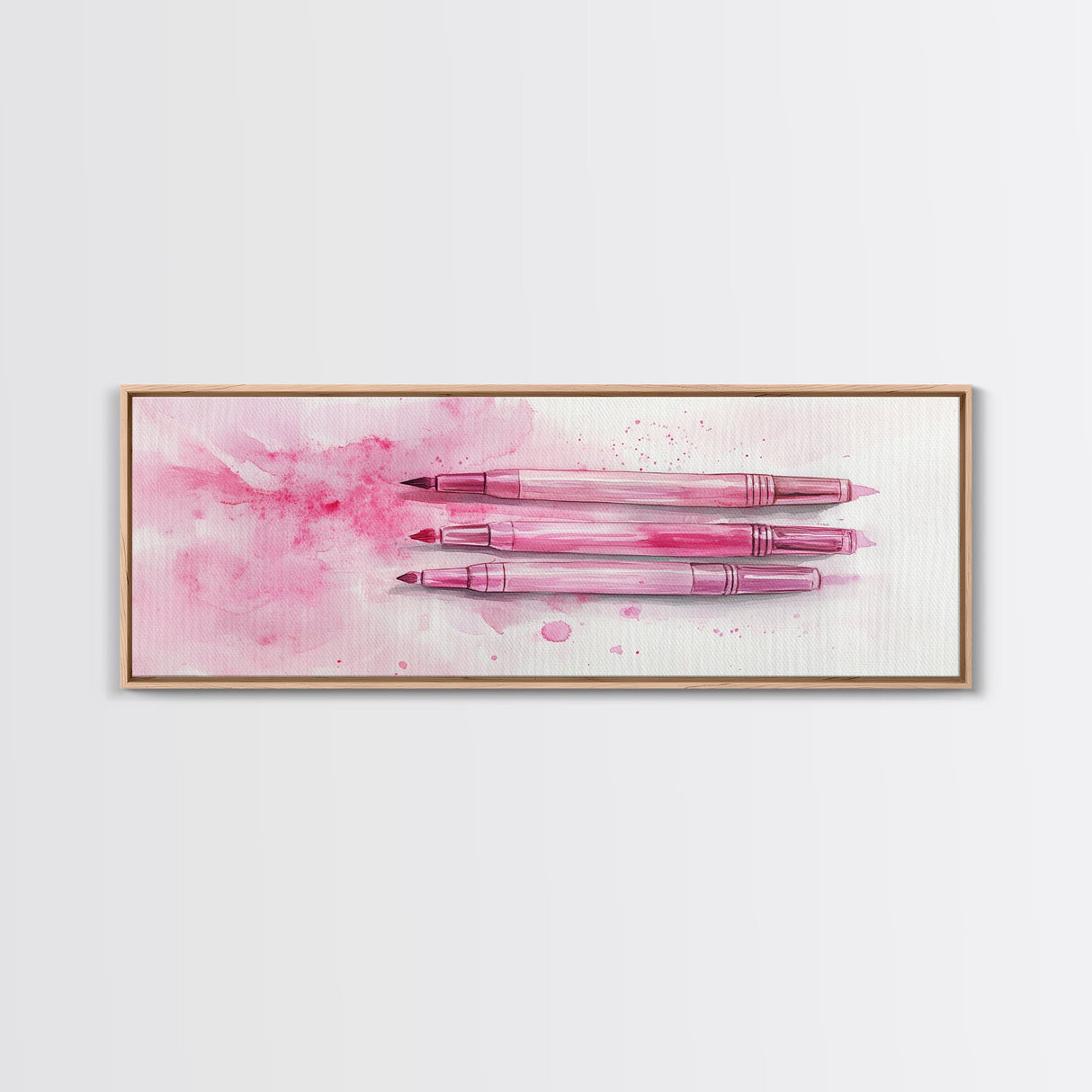 Pink Brushes Art Canvas Print with Geometric Design, Light Pink Wall Art Perfect Above Sofa or Dorm Room, Wabi Sabi Inspired Decor