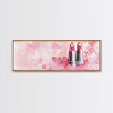 Pink Lipstick Art Canvas Print, Light Pink Wall Art, Feminine Abstract Painting, Modern Home Decor Piece for Bedroom or Bathroom