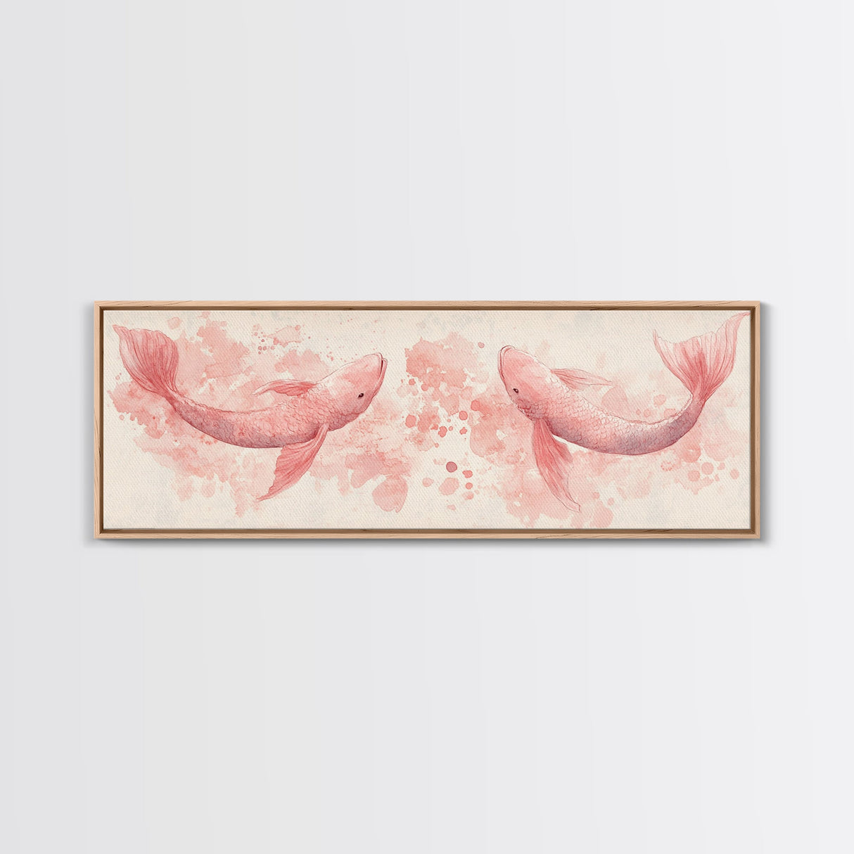 Koi Fish Canvas Print Light Pink Wall Art Whimsical Art Bedroom Decor Living Room Art Cottagecore Aesthetic Horizontal Wall Art