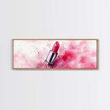 Pink Lipstick Art Canvas Print, Modern Makeup Wall Art, Feminine Decor, Light Pink Abstract Art, Whimsical Beauty Art