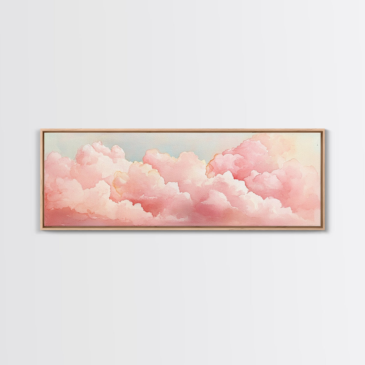 Dreamy Pink Clouds Canvas Print, Light Pink Wall Art, Minimalist Sky Art, Bedroom Decor, Soft Pastel Landscape Art, Horizontal Wall Art