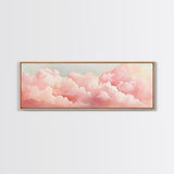 Dreamy Pink Clouds Canvas Print, Light Pink Wall Art, Minimalist Sky Art, Bedroom Decor, Soft Pastel Landscape Art, Horizontal Wall Art