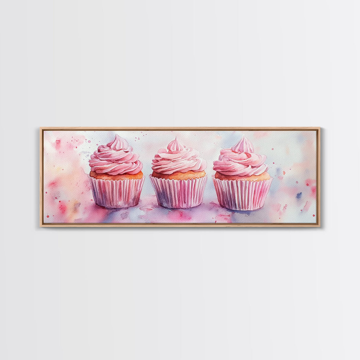 Elegant Cupcakes Canvas Print Horizontal Wall Art Wabi Sabi Art Pink Wall Kitchen Decor Minimalist Bakery Prints