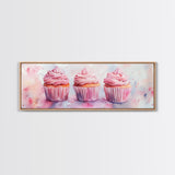 Elegant Cupcakes Canvas Print Horizontal Wall Art Wabi Sabi Art Pink Wall Kitchen Decor Minimalist Bakery Prints