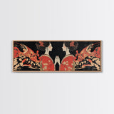 Elegant Geisha Framed Canvas Print Chinoiserie Art Nouveau Print Japanese Zen Art Gift Idea for Her Bedroom Living Room Wall Decor