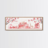 Cherry Blossom Canvas Print, Botanical Framed Canvas Art, Light Pink Wall Art, Bedroom or Guest Room Art, Feminine Nature-Inspired Decor