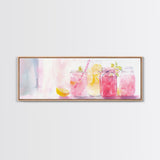 Lemonade Jar Canvas Print, Food Review Kitchen Art, Rustic Farmhouse Decor, Whimsical Light Pink Wall Art, Kitchen or Dining Room Gift