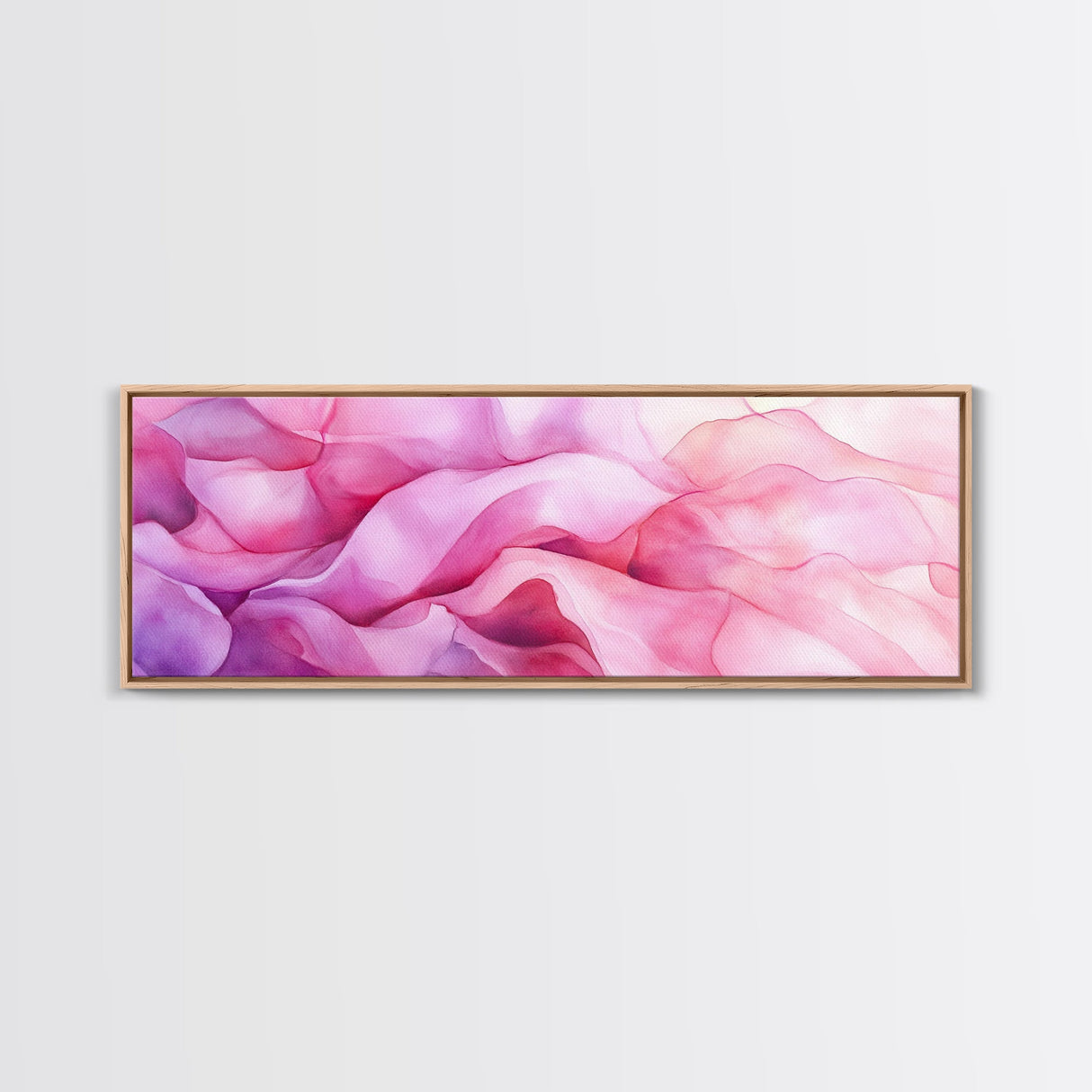 Pink Abstract Wave Canvas Print Bedroom Wall Art Horizontal Light Pink Wall Art Feminine Decor Minimalist Above Sofa Framed Art