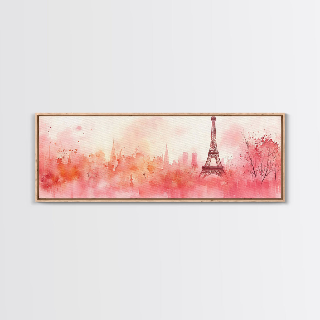 Eiffel Tower Blush Sky Canvas Print, Paris Landscape Art, Light Pink Wall Art, Romantic Artwork, Gift Idea For Her, Extra Wide Art