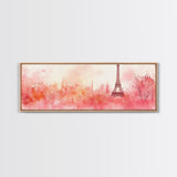 Eiffel Tower Blush Sky Canvas Print, Paris Landscape Art, Light Pink Wall Art, Romantic Artwork, Gift Idea For Her, Extra Wide Art