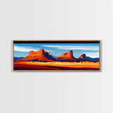 Monument Valley Sunset Framed Canvas Print, Southwest Wall Art, Panoramic Painting, Rustic Art, Landscape Art, Gift Idea, Extra Wide Art