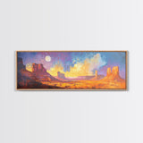 Desert Moonlight Glow Canvas Print, Moody Art, Above Couch Wall Art, Southwest Painting, Bedroom Art, Rustic Wall Decor, Gift Idea