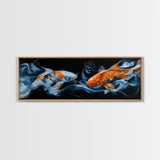 Dual Koi Serenity Canvas Print, Zen Wall Art, Coastal Wall Art, Rustic Decor, Teal Wall Art, Nautical Painting, Above Sofa Art